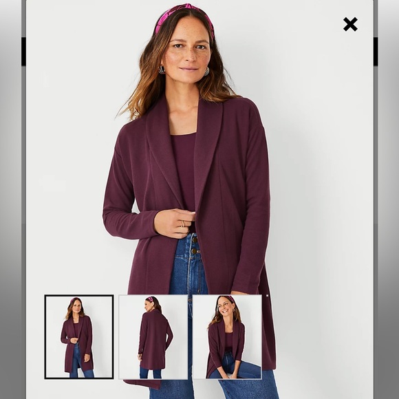 NWT Ann Taylor Waffle Shawl Collar Open Cardigan - Picture 6 of 7